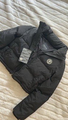 Trapstar Womens Black Down Puffer Jacket Zip Stand-Up Collar Pockets Size XS