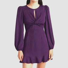 Astr The Label Front Twist Flora Satin Mini Dress  Sz M purple   *1214 