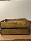 Old Vintage Yellow Coca-Cola Wooden Crate Set Of 2