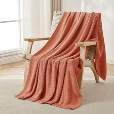 Chunky Cable Knit Throw Blanket, Lightweight 100 Cotton Soft Cozy Throw Twin...