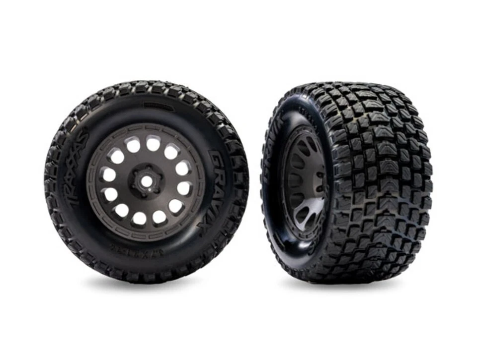 Traxxas 10772-GRAY Mini XRT Front Gravix Tires Charcoal Gray Wheels Pre-Mounted - Image 1 of 1