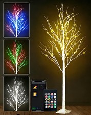 6FT Smart LED Birch Tree - Color Changing Lighted Tree with Bluetooth App Con...