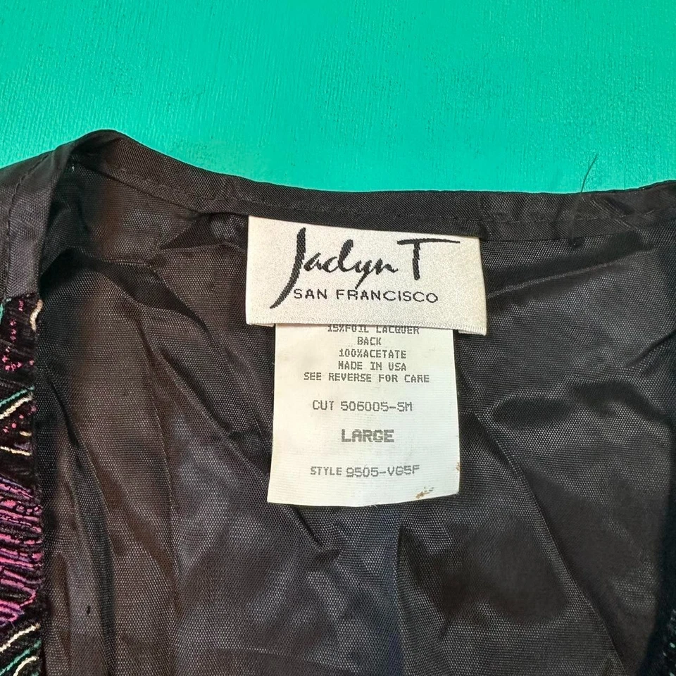 Colete bordado vintage anos 90 padrão abstrato vintage vintage exclusivo colete feminino - Imagem 3 de 4