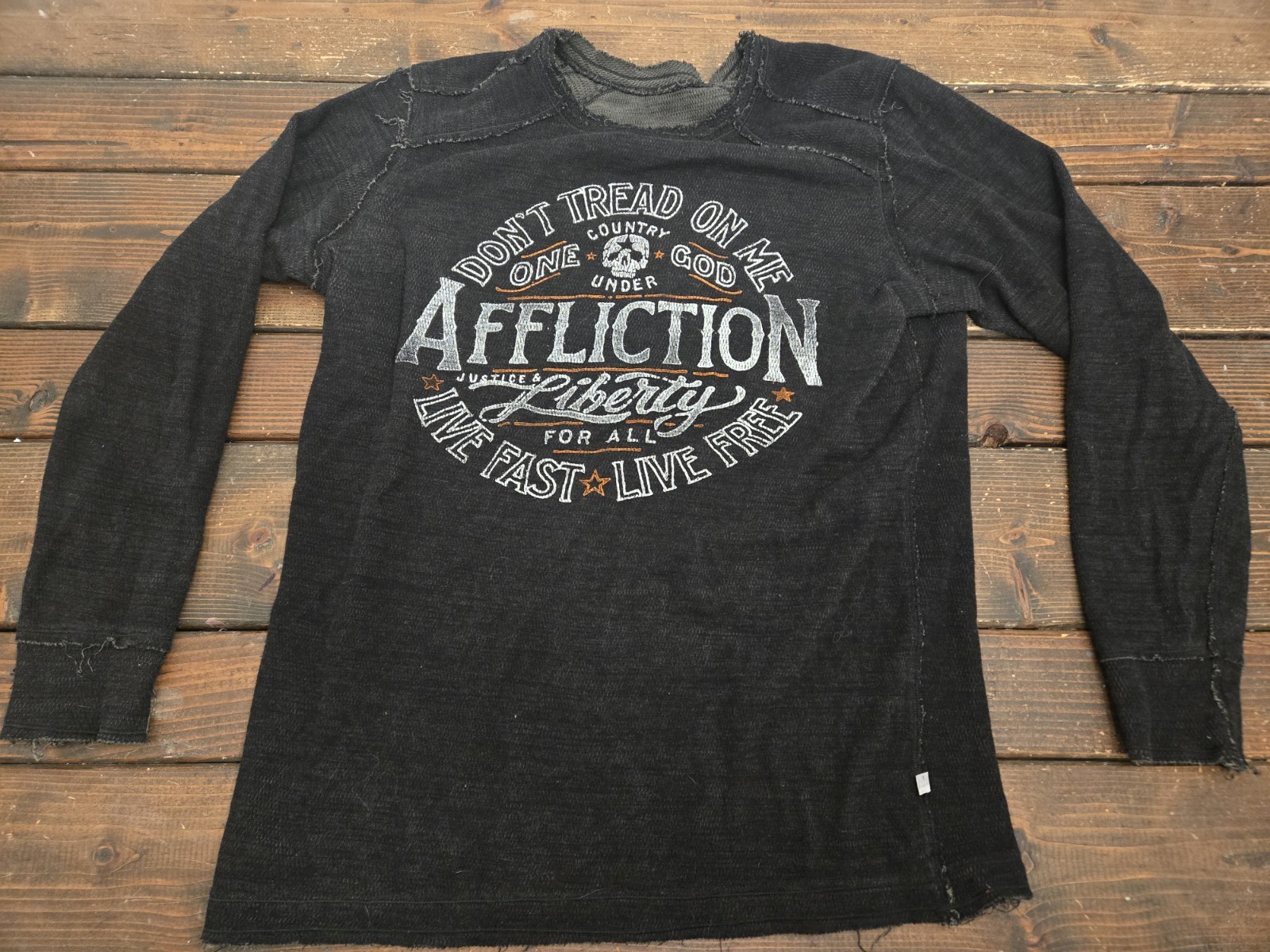 Affliction Live Fast Reversible Camo Thermal Long Sleeve Shirt Size L