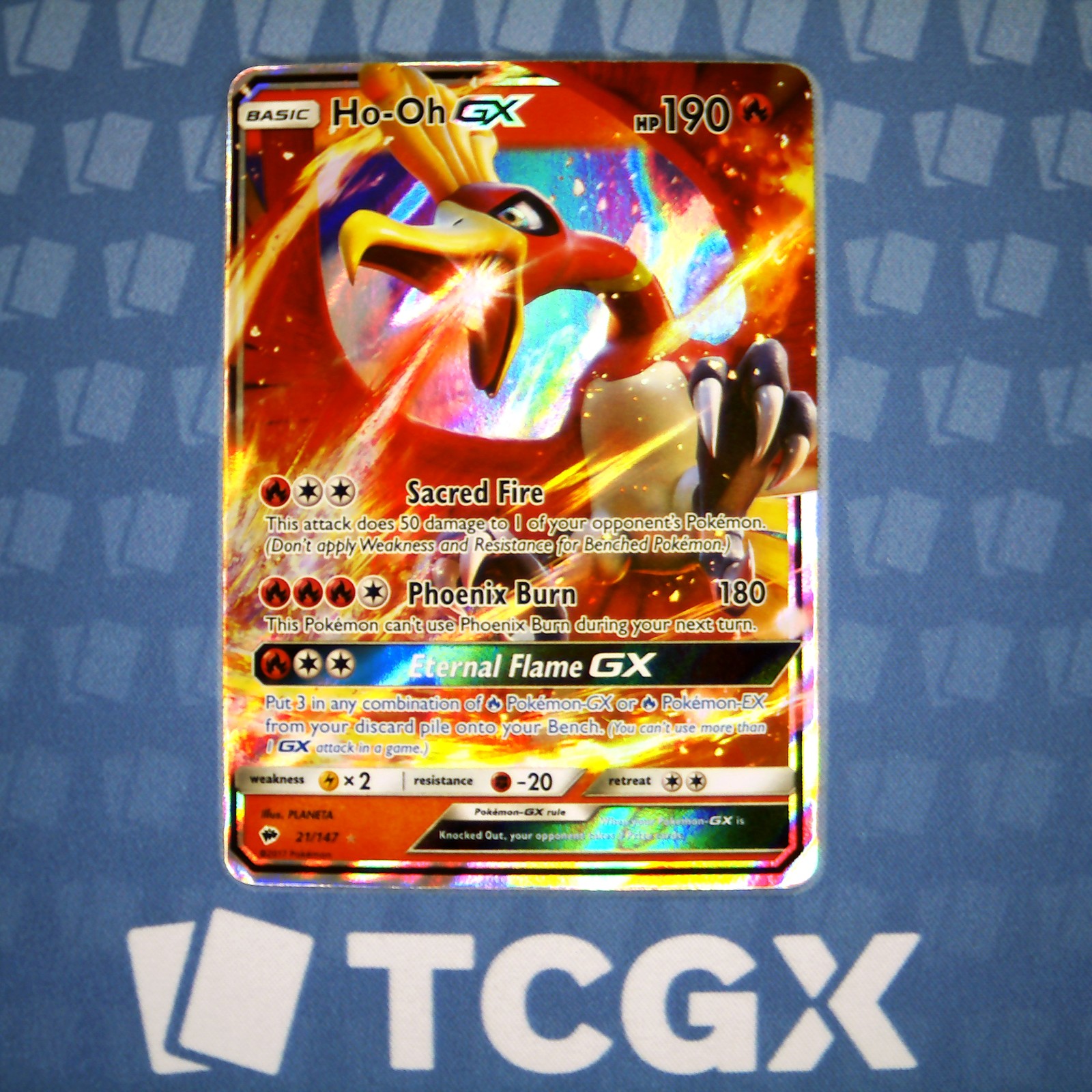 Pokemon - Ho-Oh GX - 21/147 - SM Burning Shadows - Holo - Ultra Rare NM