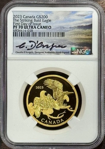 2023 Canada The Striking Bald Eagle $200 Gold Coin NGC PF 70 FDOI Ultra Cameo