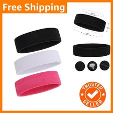 3 Pack Moisture-Wicking Sports Headbands for Men & Women - Stylish & Functional