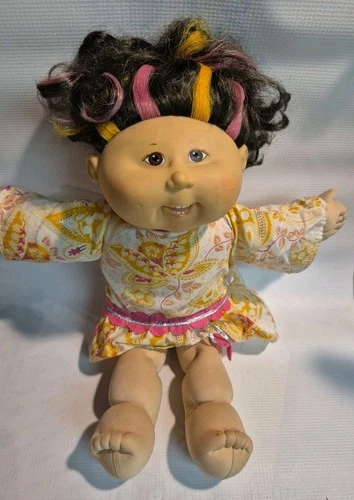 Cabbage Patch Play Along PA-6 Brunette Dolls With Yellow Vintage Dress 2004