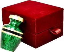 Mini Keepsake Cremation Green Memorial Urn for Human Ashes with Velvet Box