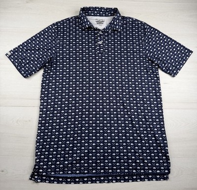 Straight Down Golf Polo Shirt Buffalo Axes AOP Performance Stretch Wicking Men L