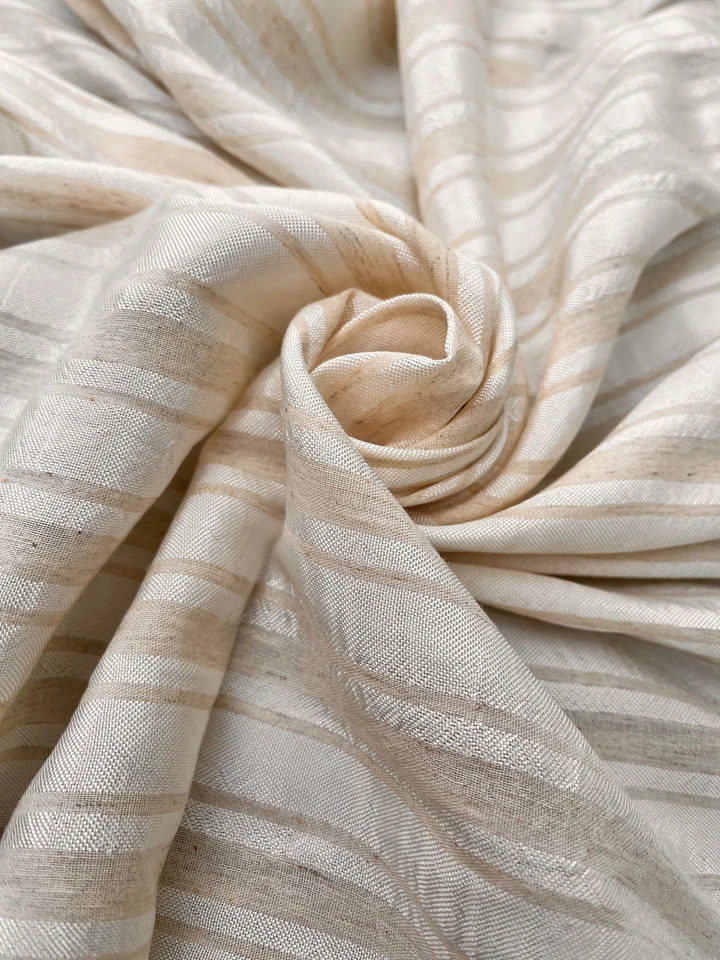 Striped and Textured Silk Linen Fabric By 2 Meters, Designer Fabric - Image 2 of 4