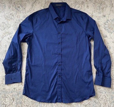 porsche dress shirt Porsche Design Men's Long Sleeve Shirt Kent Collar Navy Size 56 L NEW