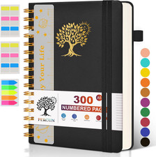 Spiral Notebook Journal for Women Men, 300 Numbered Lined Pages, College Ruled,