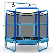 5' Kids 3-in-1 Game Trampoline Seamless W/Enclosure Net Spring Pad In/Outdoor