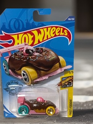 Hot Wheels Donut Drifter 1:64 Diecast Car Fast Foodie Brown Pink Yellow Teal