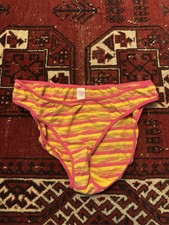 Victoria s Secret PINK VTG Panties L Striped RARE 2003 Bikini