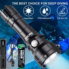 9000 Lumen Underwater 120M Diving Flashlight Waterproof IPX8 Scuba Dive Light