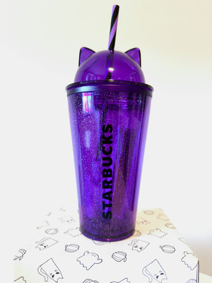 Starbucks Halloween Becher Limited Edition Katze Lila Glitzer NEU