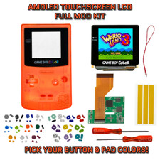 Nintendo Game Boy Color GBC AMOLED OLED Touchscreen LCD Mod Kit CLEAR ORANGE