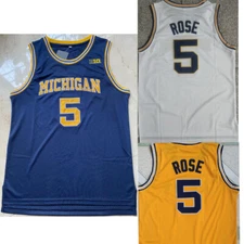 Men's Retro Jalen Rose #5 Michigan Basketball Jersey Stitched