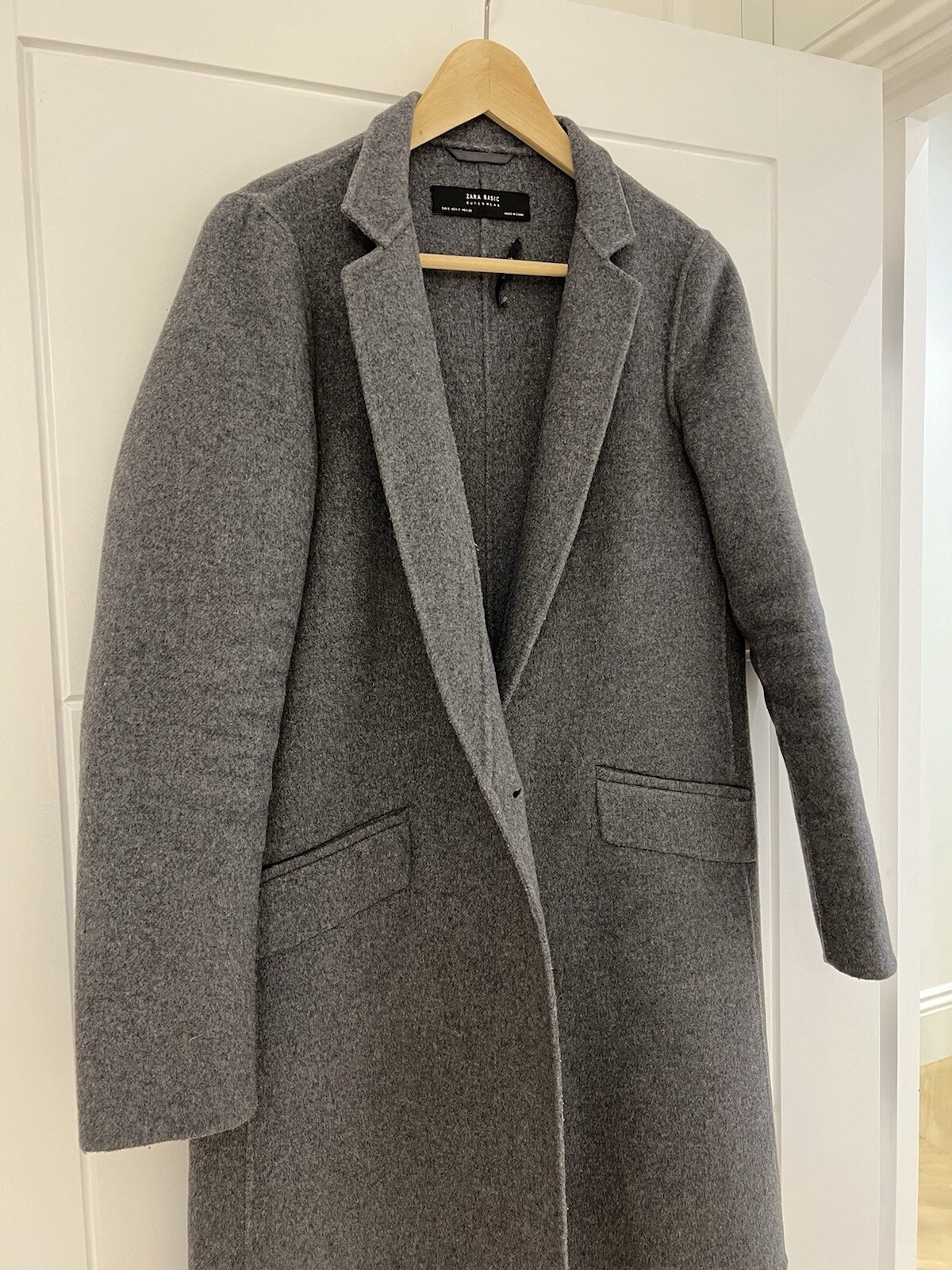 Zara Basic Outerwear Grey Handmade Wool Coat Small - image 2