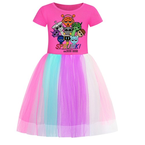 Kids Girls Sprunki Costume Rainbow Stars Tutu Skirts Birthday Party Fancy Dress - Picture 57 of 72