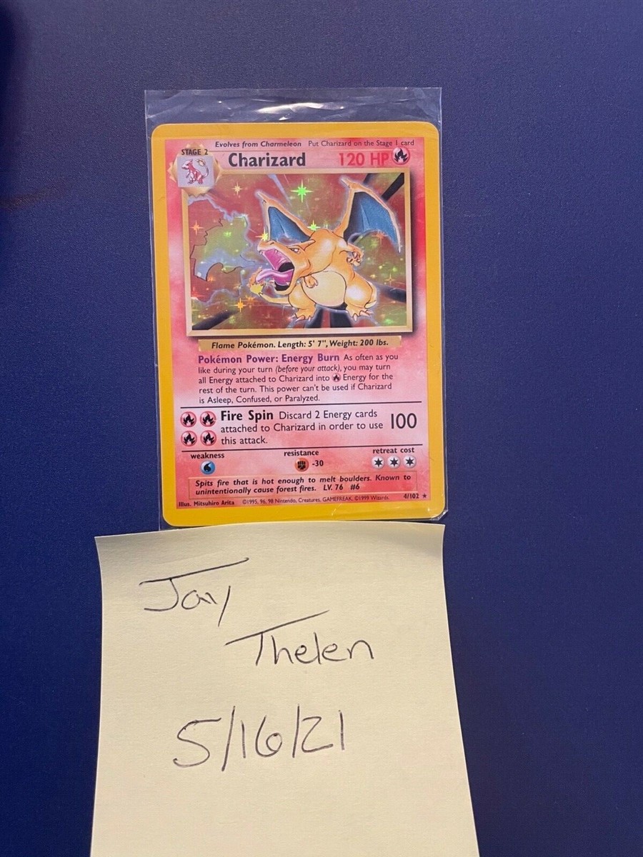 Pokémon Trading Card- Stage 2- charizard #4/102- Holofoil-Shadow