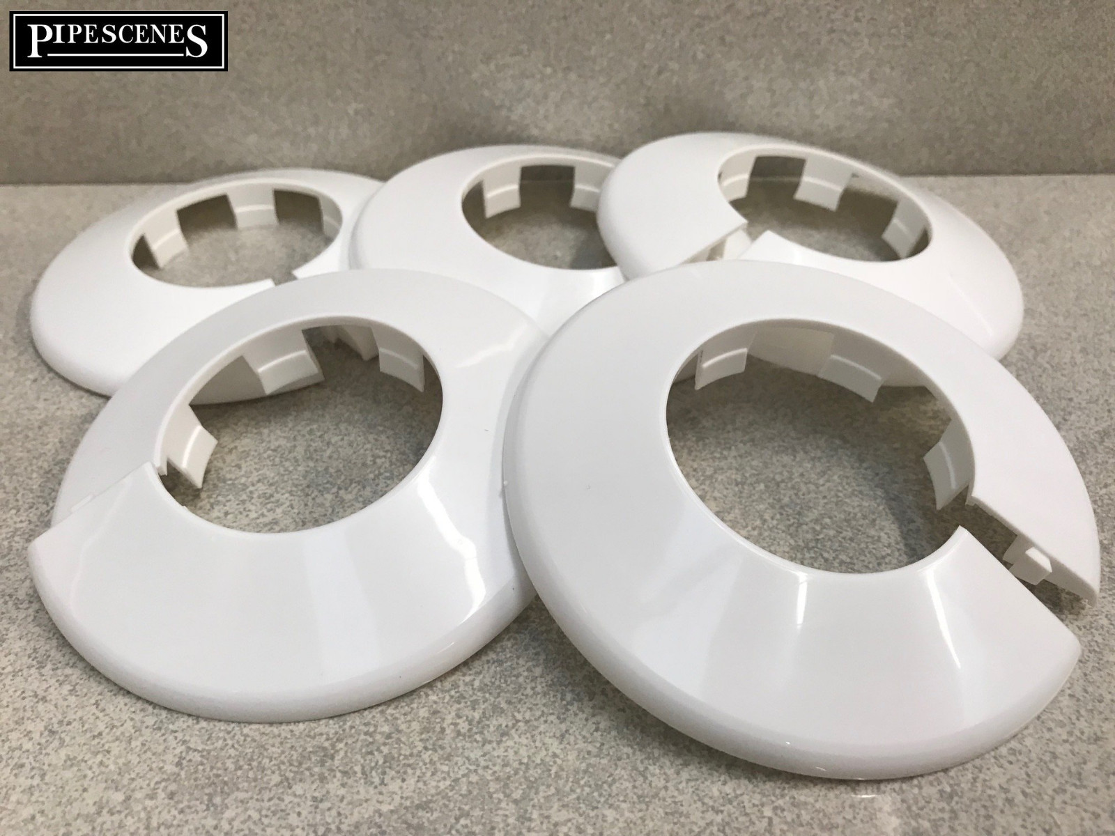 5 x 40mm 43mm Bath Waste Pipe Cover WHITE Wall or Floor Cover 90mm