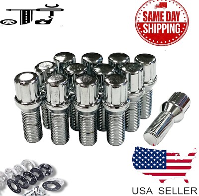 20Pc Chrome M14x1.5 Spline Tuner Lug Bolt Cone Seat 28mm Shank Fit BMW&Maserati