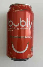 Unopened can of strawberry Bubly (Canada, bilingual, ha ha on the tab)