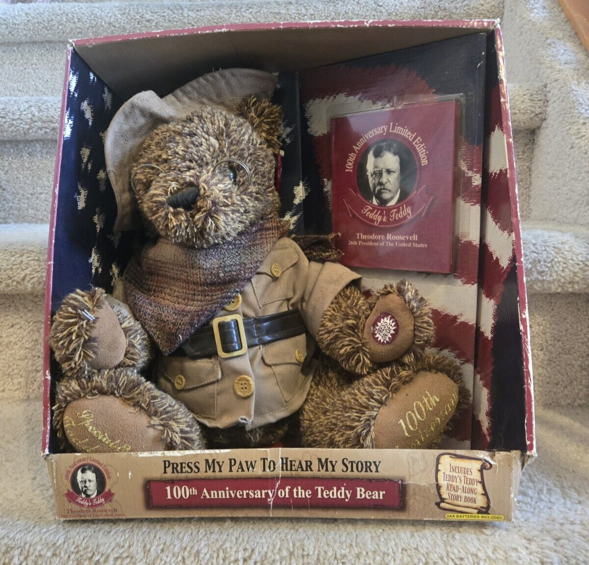 Teddy Roosevelt Talking Teddy Bear with Book 100th Anniversary