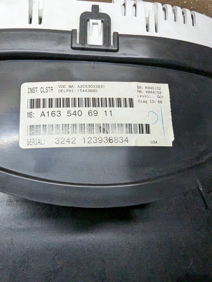 Velocímetro painel de instrumentos 2003 Mercedes Ml350 fabricante de equipamento original - Imagem 4 de 4