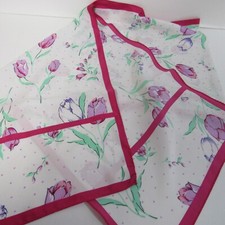 Floral Scarf Tulips Pink Purple Teal w Bright Pink Border 55" x 11"