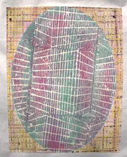 GEOMETRIC PAINTING/HAND PRINT PICTURE BIG POSTER ART SURREAL PSYCHEDELIC SIGNED