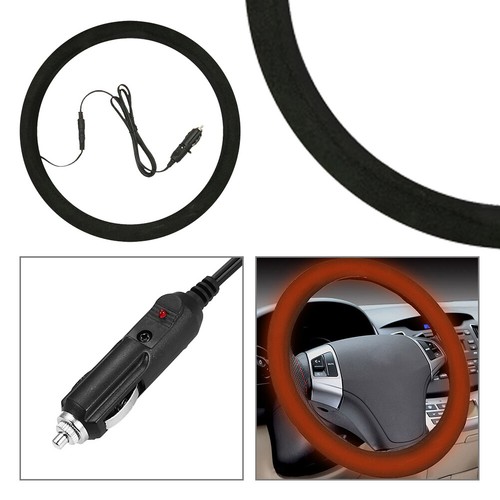 Car Steering Wheel Cover Heated Universal Motor Trend Tangle Free Design Warming - Foto 8 di 19