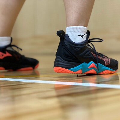 Mizuno Volleyball Shoes WAVE MOMENTUM 3 Black/Orange/Blue V1GA2312