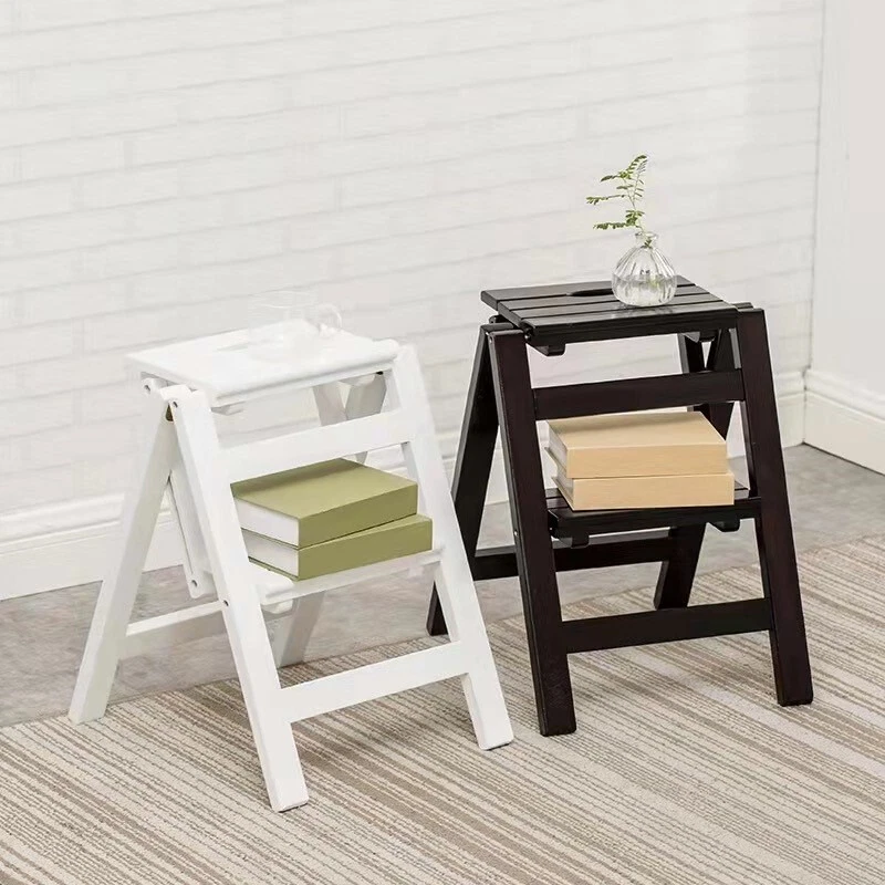 Step Stool, 3-Step folding, portable, made of the solid wood, four colors - Image 2 of 4