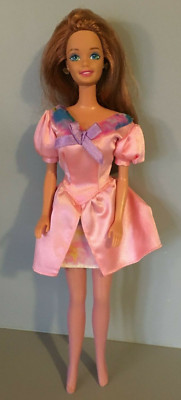 Barbie - red-head; tnt; short pink dress & stockings; pink lips; blue-green eyes