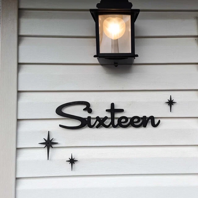 Números de casa cursivos de mediados de siglo, número de casa de tamaño regular dirección moderna Foto 4 de 4