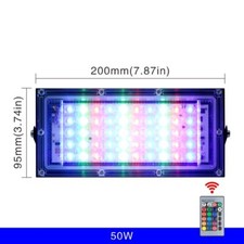 50W RGB Flood Light Lamp Outdoor Lighting Floodlight Waterproof Reflector UK