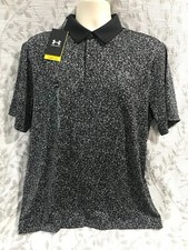 Under Armour Men's Size L Black UPF 40 Playoff 3.0 Coral Jacquard Golf Polo NWT