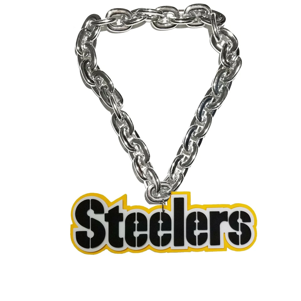 Nuevo NFL Pittsburgh Steelers PLATEADO Fan Cadena Collar Espuma Hecho en EE. UU. Foto 3 de 4