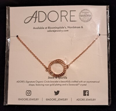 Adore Swarovski Organic Circle Rose Gold Stack And Sparkle Bracelet