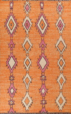 Geometric Moroccan Oriental Area Rug Wool Hand-knotted 9x13 ft Carpet Home Decor
