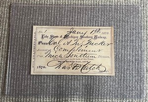 #1 !! Annual 1870 Lake Shore & Michigan Southern Railroad Railway Pass