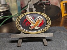 Heritage Buckles Brand American Bald Eagle in Amber Brass Belt Buckle Fits 2"
