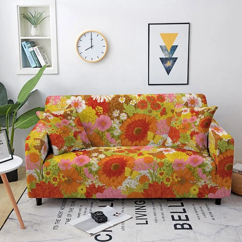 Stretch Blumen Sofabezug Wohnzimmer Blumen Schonbezug Couchbezüge 1-4 Sitzer - Bild 14 von 32
