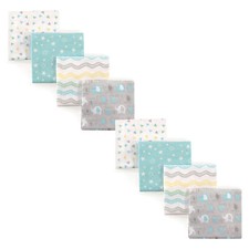 Luvable Friends Cotton Flannel Receiving Blankets, Basic Elephant 8-Piece