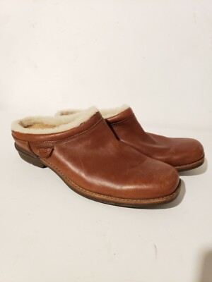 UGG Shoreham Shearling Mules Brown Sheepskin Lined Slip On  display picture 2