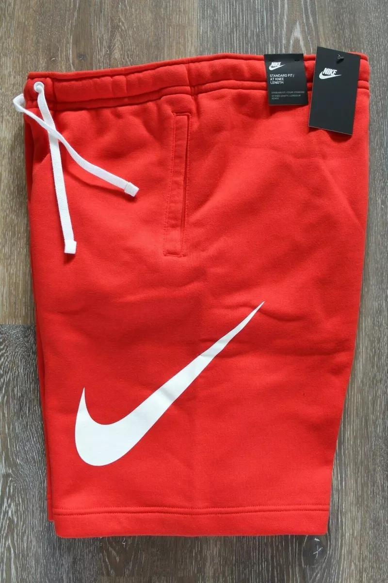 NWT NIKE Men s Logo Fleece Shorts Red White RARE COLOR S M L XL XXL